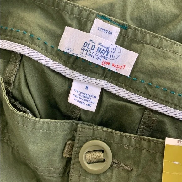 Old Navy Dark Green Cargo low waist straight leg Pants size 8 - Picture 8 of 12